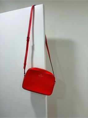 kate spade Red Pebbled Leather Crossbody Camera Bag